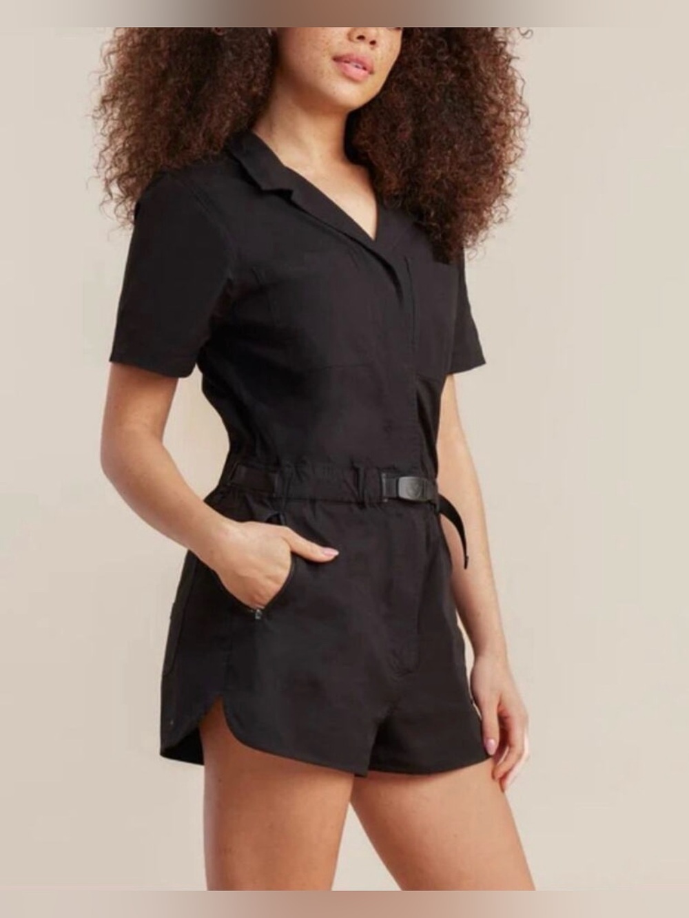 🐣ROARK Black Short-Sleeve snap Utility Romper/jumpsuit size S GUC